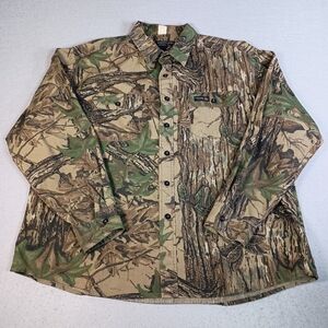 VTG Rattlers Brand Realtree Camo Chamois Hunting Pockets Shirt Made in USA